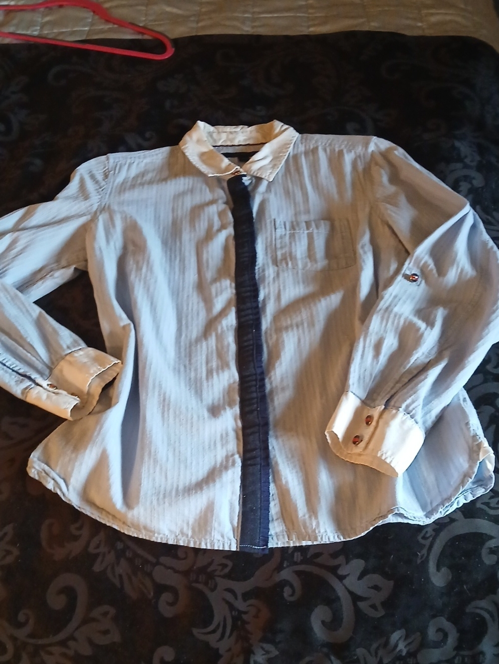 Tommy Hilfiger Light Blue Shirt white White Collar & Navy Placket & Cool Buttons